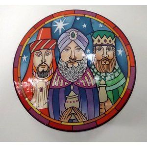Christmas Covered Trinket Bowl Three Wise Men Mikasa Japan 4.5 Inches Diameter D